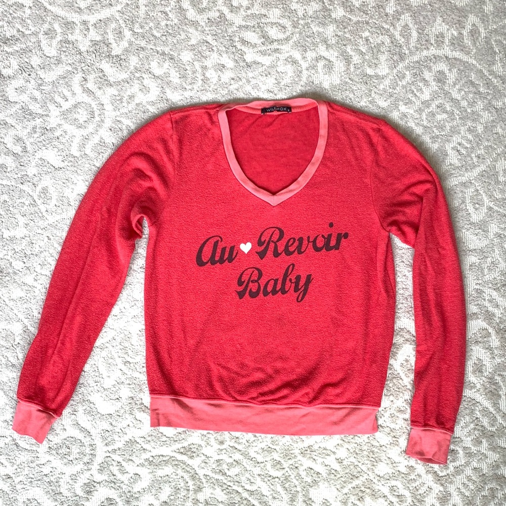 Wildfox “Au Revoir Baby” v-neck sweatshirt